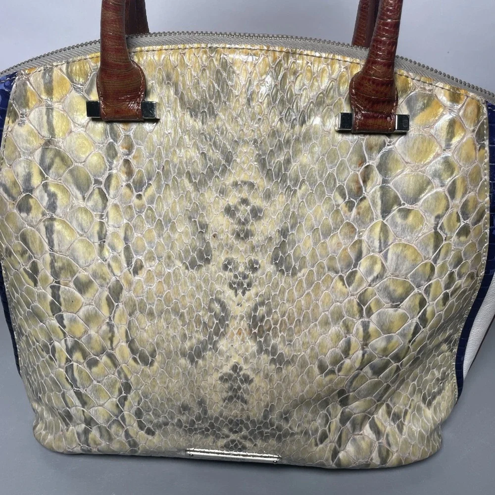 BRAHMIN‎ DUXBURY SATCHEL BAG SNAKESKIN EMBOSSED LEATHER
